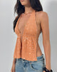 Image of Ryoma Neckholder-Top aus Paillettenstrick Orange