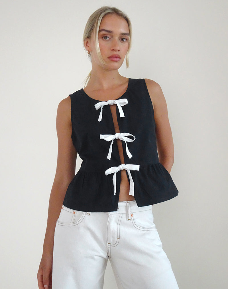 Image of Ryoti Top in Steppschuh mit weißen Schleifen
