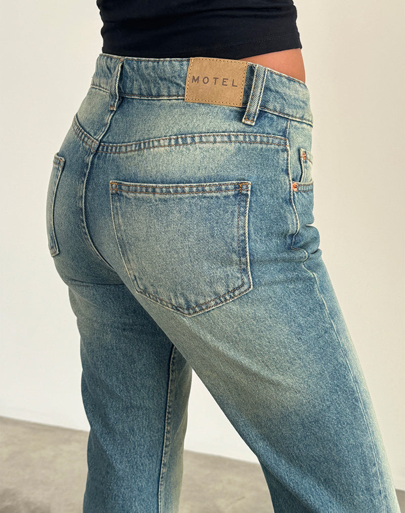 Bild von Rigid Low Rise Flare Jeans in Seegrün