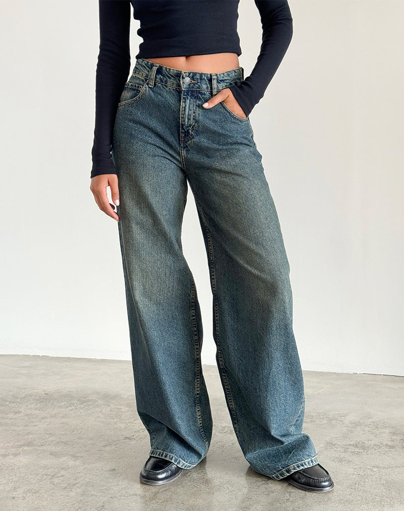 Geräumige extra weite Jeans in Braun Blau Acid