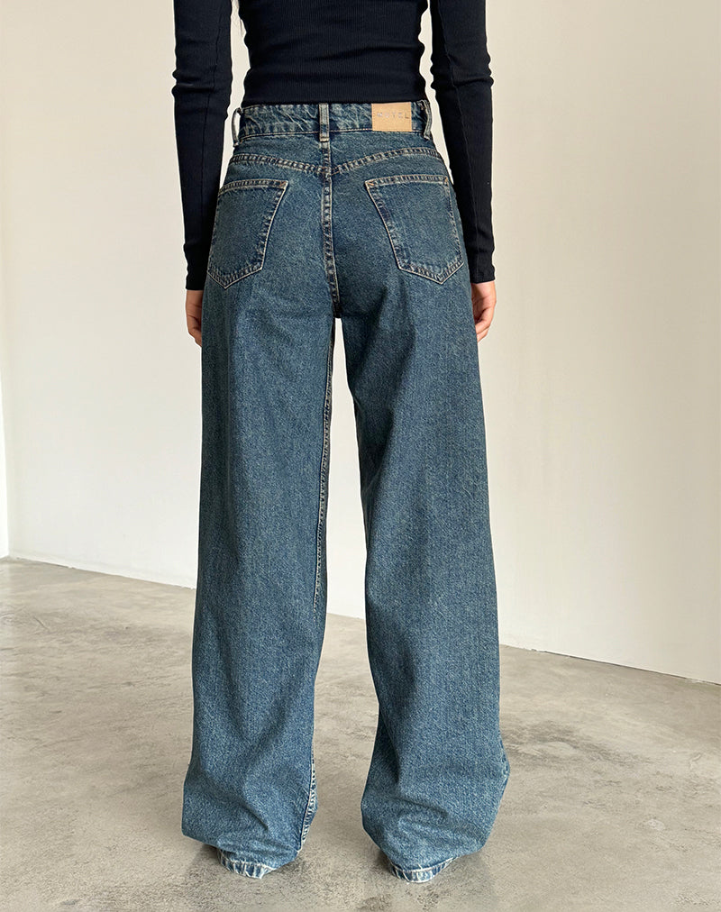 Bild von Roomy Extra Wide Jeans in Braun Blau Acid