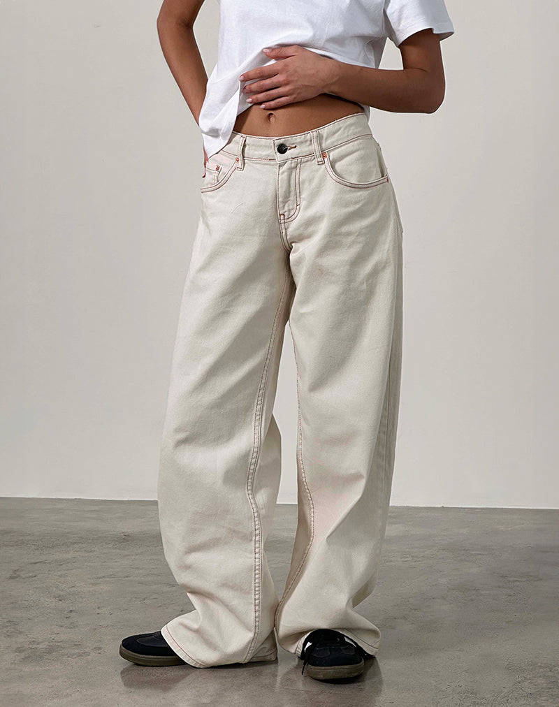 Bild von Roomy Extra Wide Low Rise Jeans in Off White