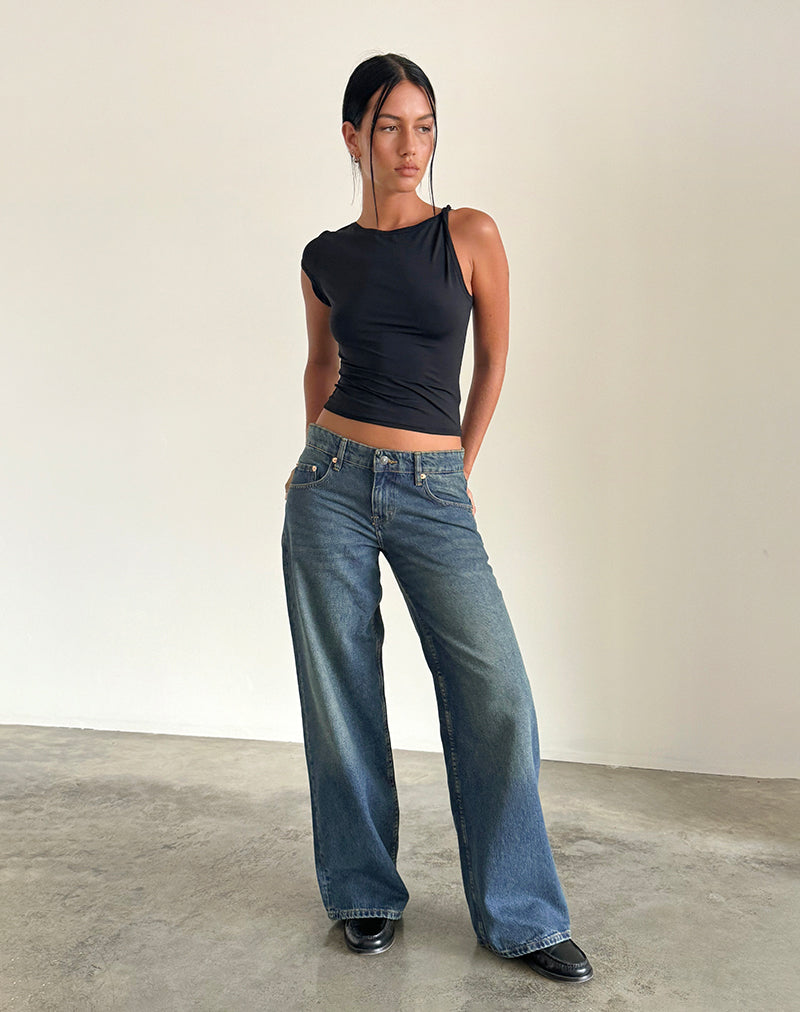 Geräumige extra weite Low Rise Jeans in Hellblau