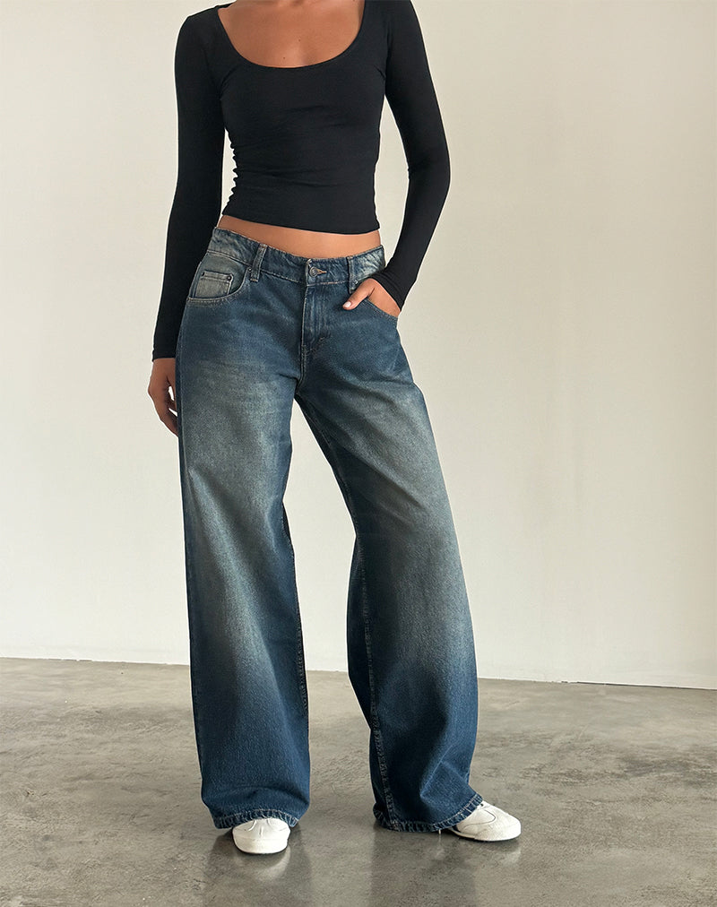 Bild von Roomy Extra Wide Low Rise Jeans in Dark Vintage
