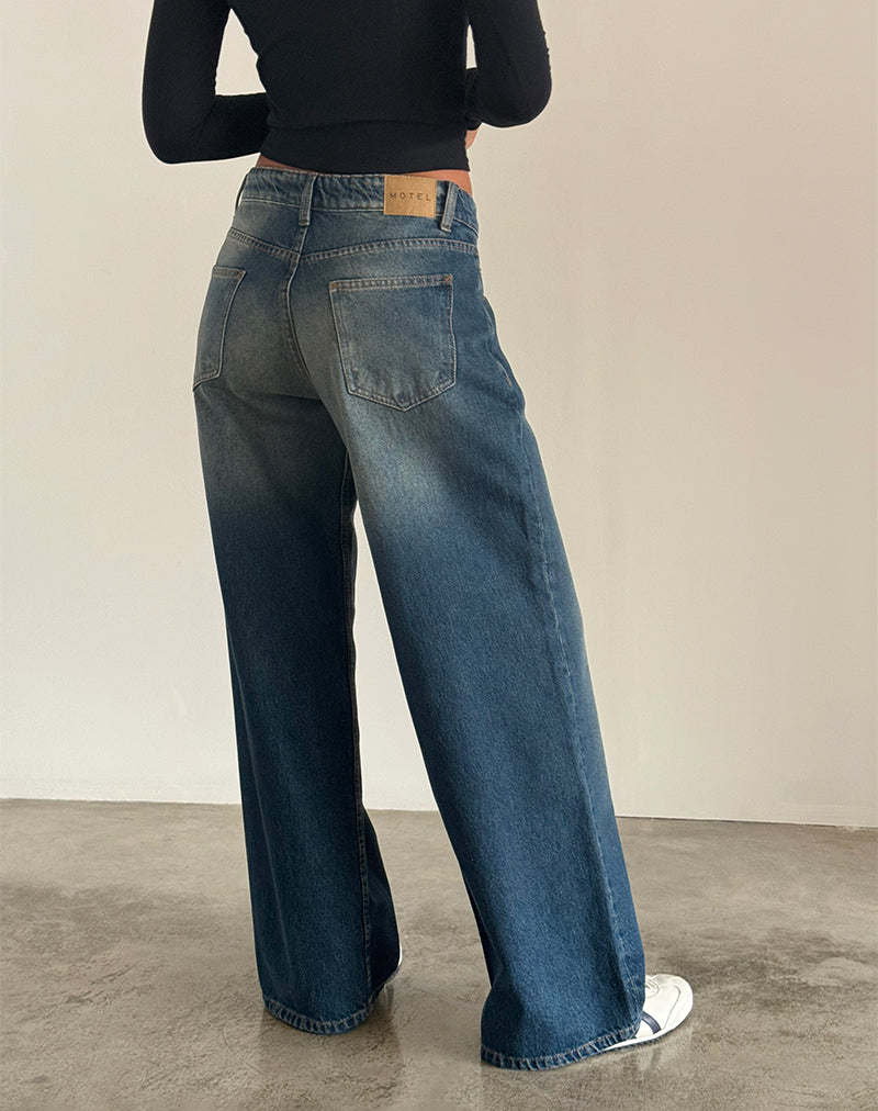 Bild von Roomy Extra Wide Low Rise Jeans in Dark Vintage