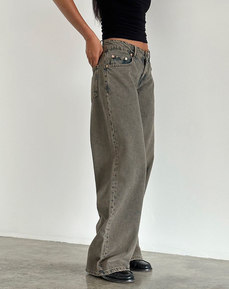 Bild von Roomy Extra Wide Low Rise Jeans in Earthy Blue
