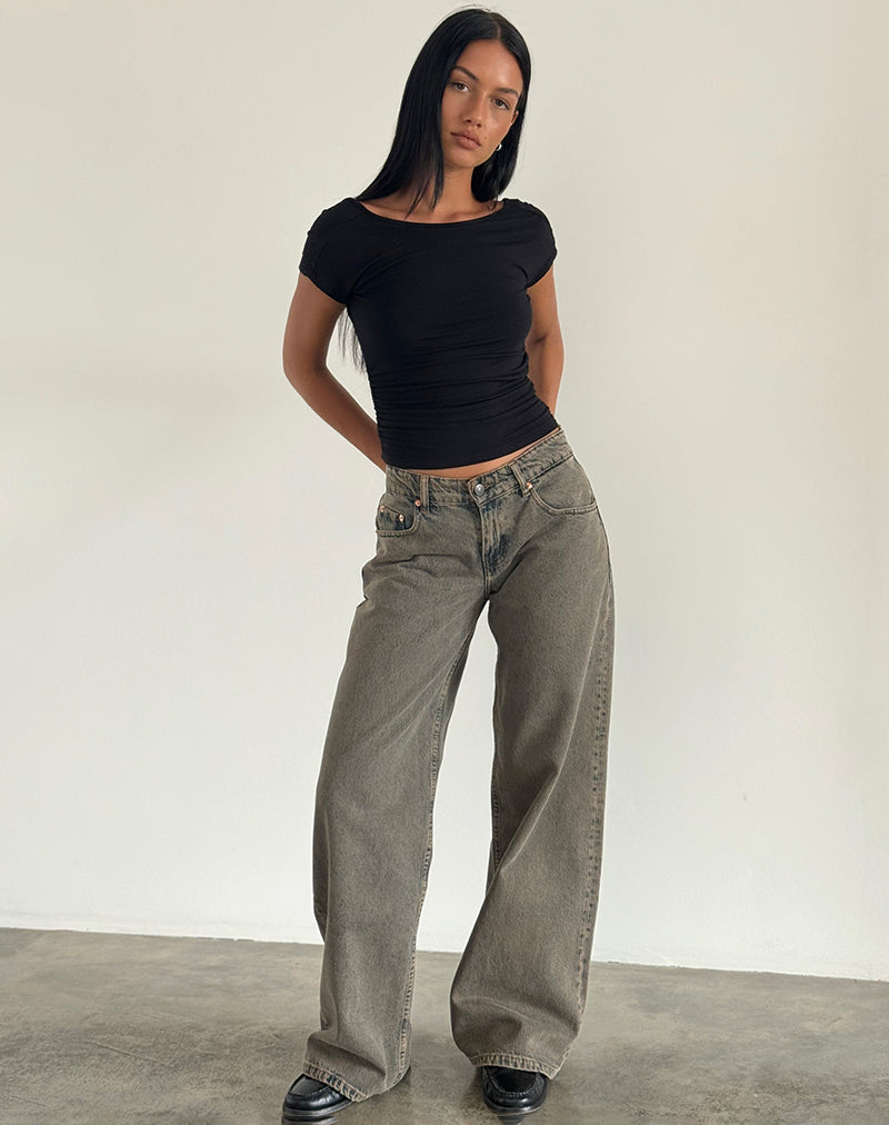 Bild von Roomy Extra Wide Low Rise Jeans in Earthy Blue