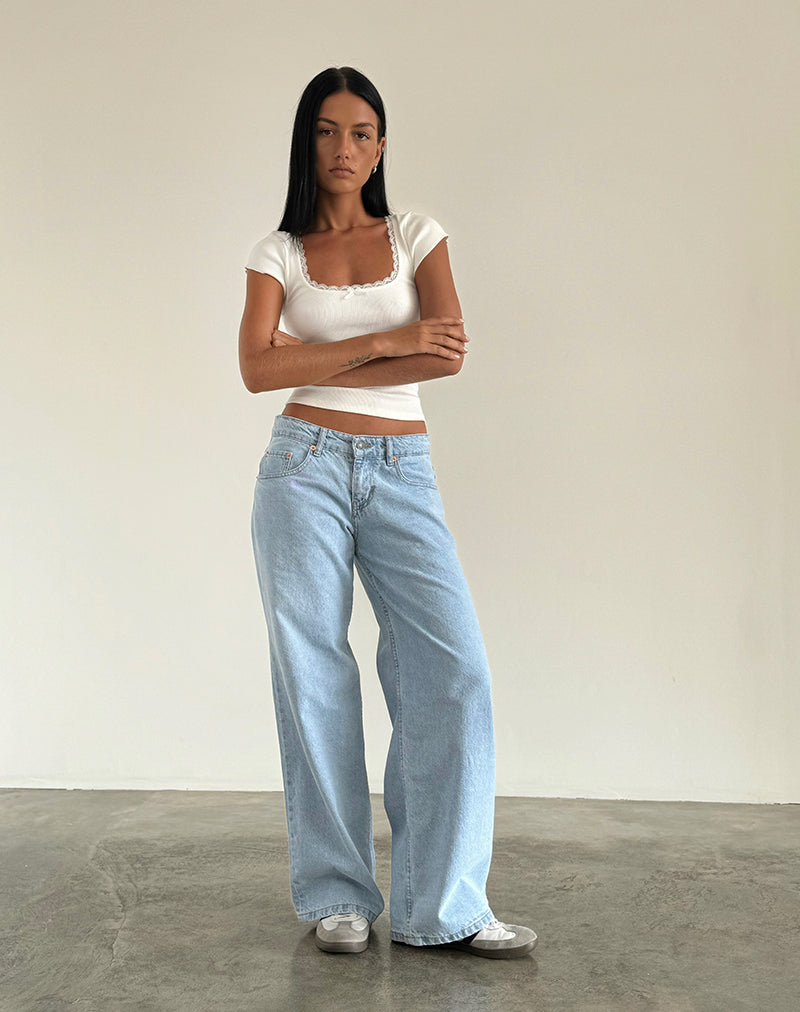Geräumige, extra weite Low Rise Jeans in hellblauer Waschung
