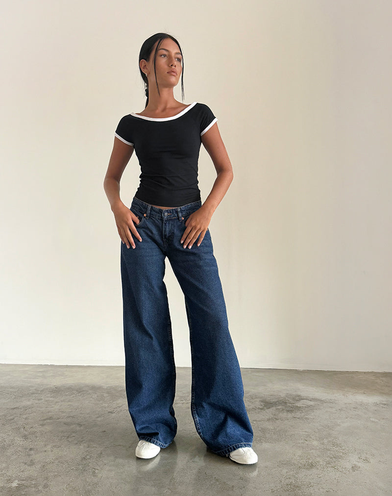 Bild von Roomy Extra Wide Low Rise Jeans in Mid Indigo Blue