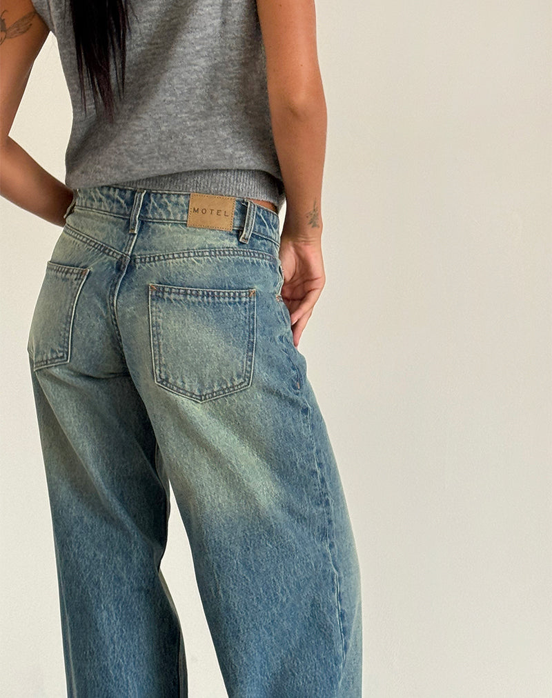 Bild von Roomy Extra Wide Low Rise Jeans in Seegrün