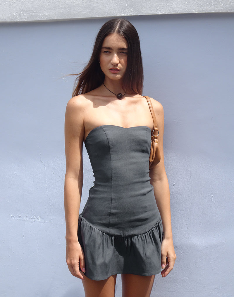 Image of Sabina Bandeau-Minikleid in Anthrazit