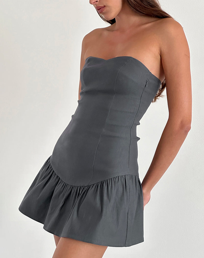 Image of Sabina Bandeau-Minikleid in Anthrazit