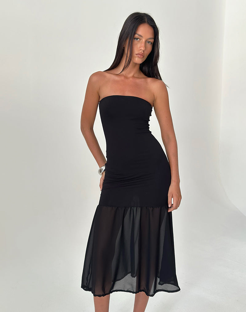 Image of Sachiko Bandeau Maxikleid aus Chiffon Jersey Schwarz