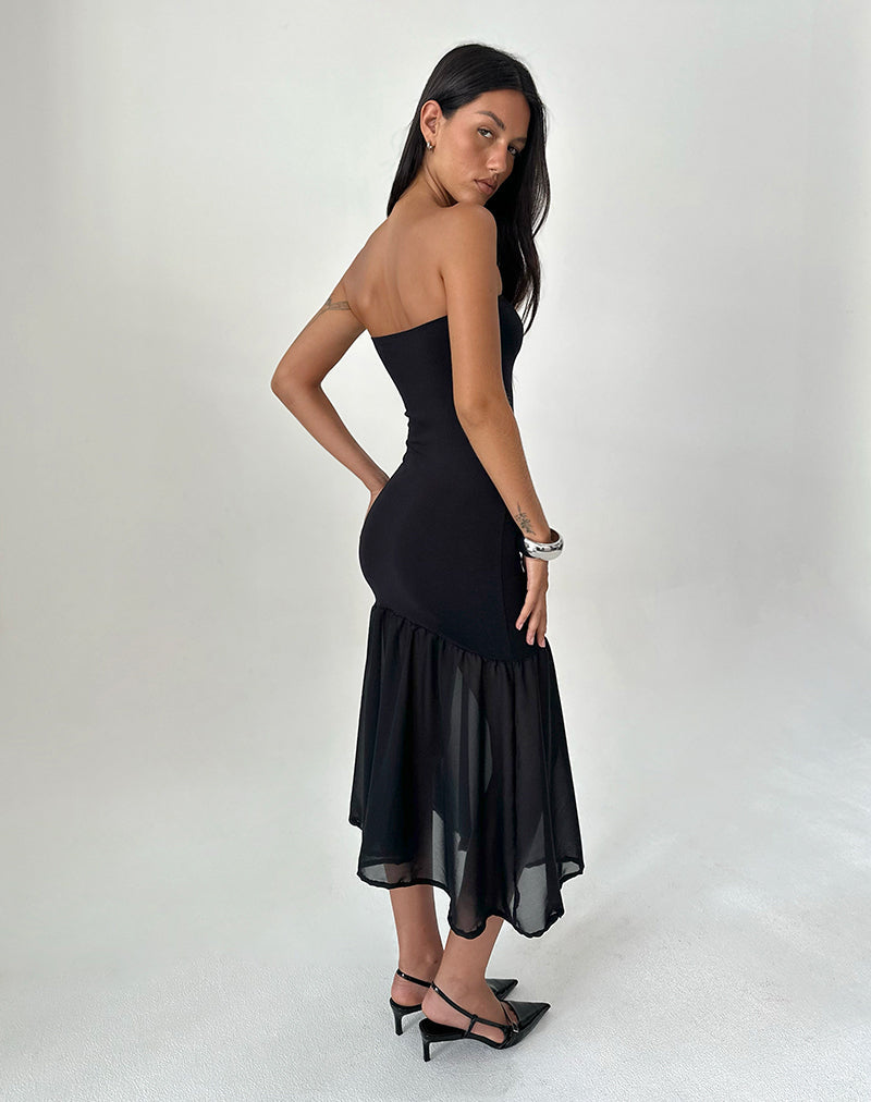 Image of Sachiko Bandeau Maxikleid aus Chiffon Jersey Schwarz