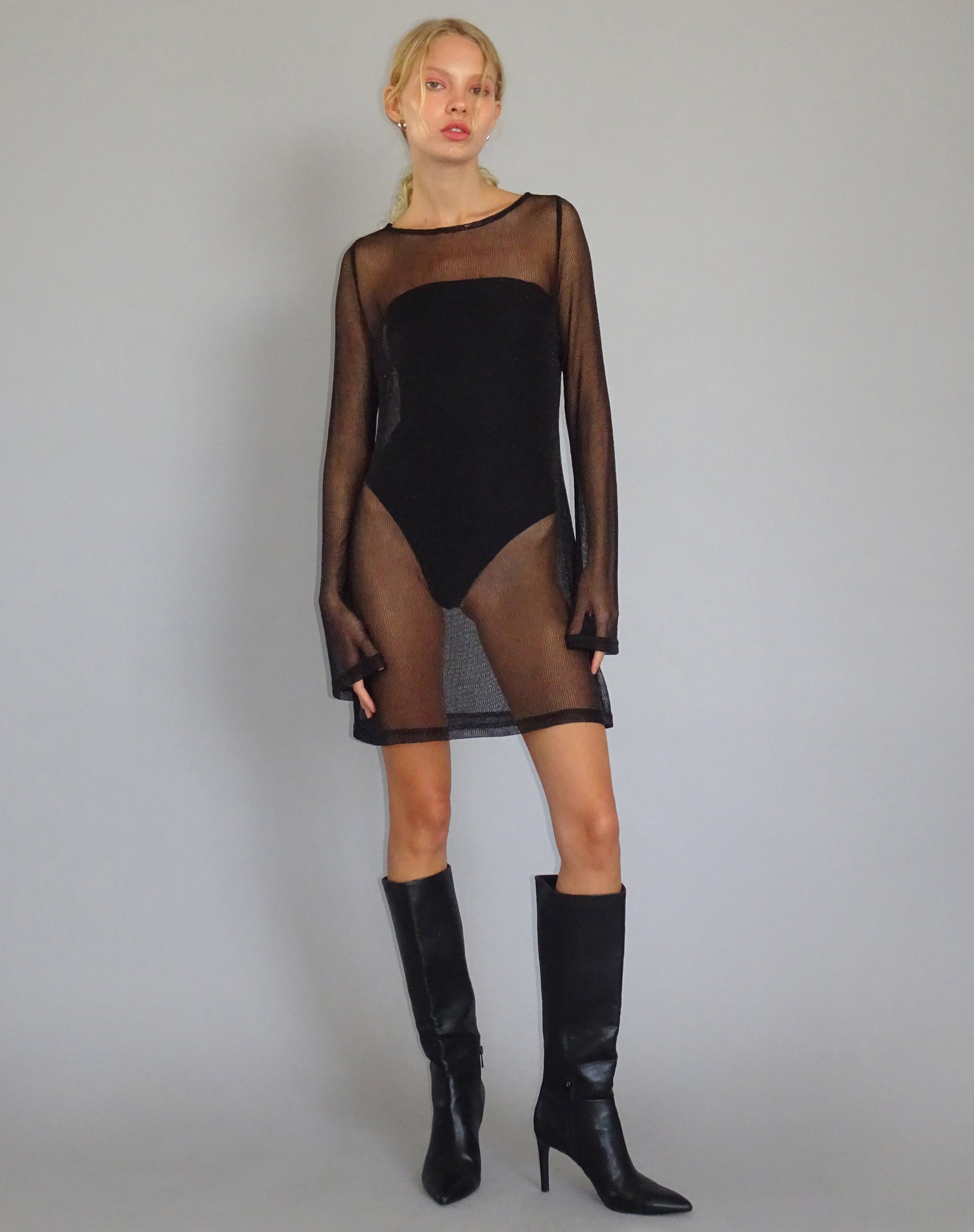 Image of Sachin Minikleid aus Kettenstrick Schwarz