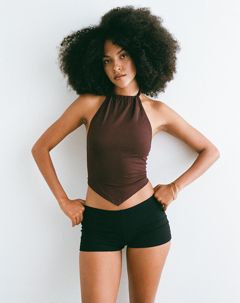 Sadra Neckholder-Top aus Rayon Jersey Bitter Chocolate