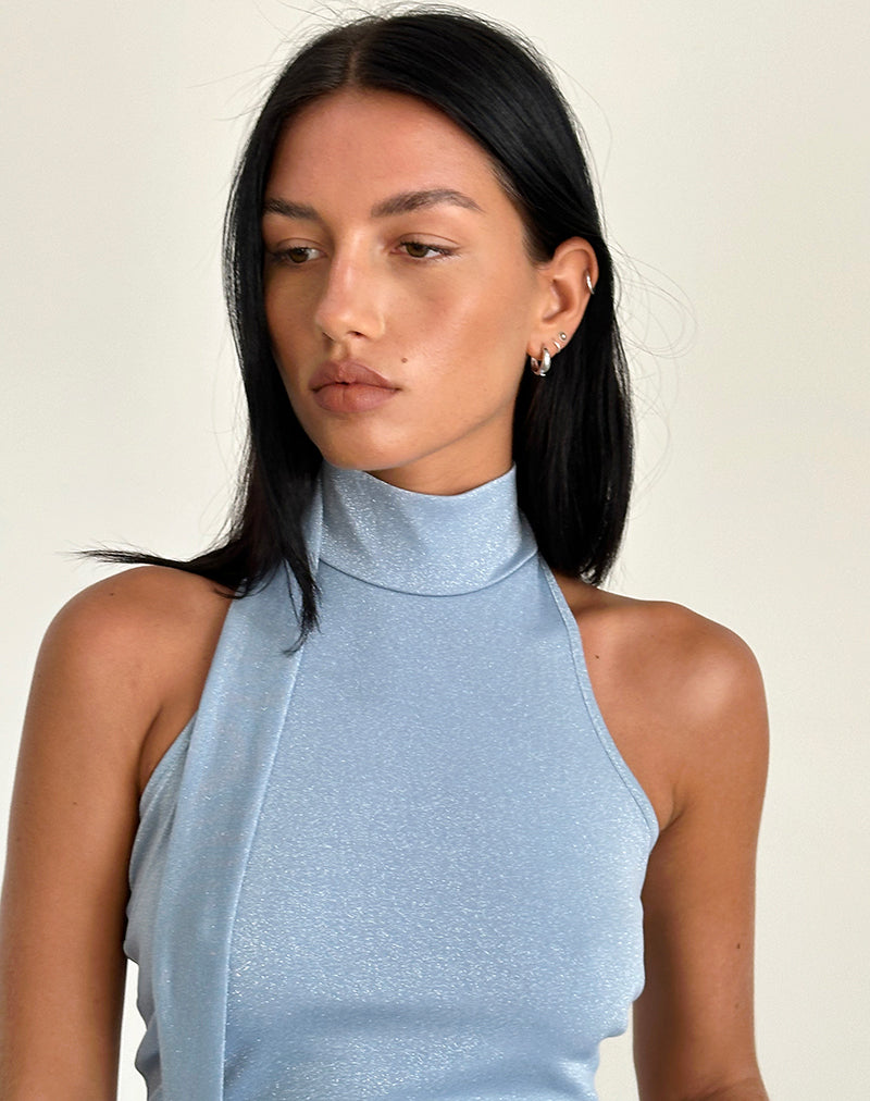 Image of Saeran Neckholder-Top in Blau Schimmer