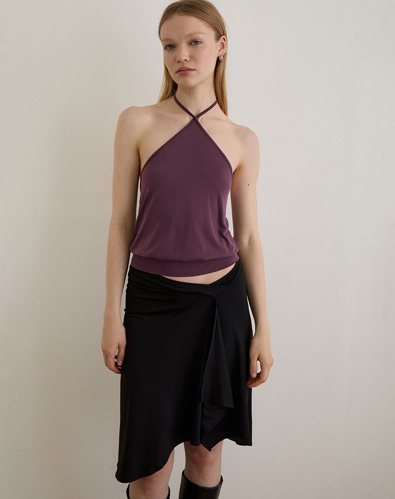 Saerin Neckholder-Top aus Cupro Deep Purple