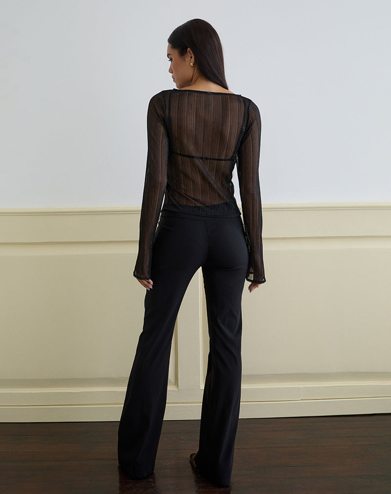 Image of Saezuru Top aus Chiffon Plissee Shimmer Schwarz