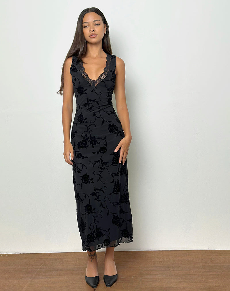 Image of Saga Midikleid in Rosenflock Schwarz