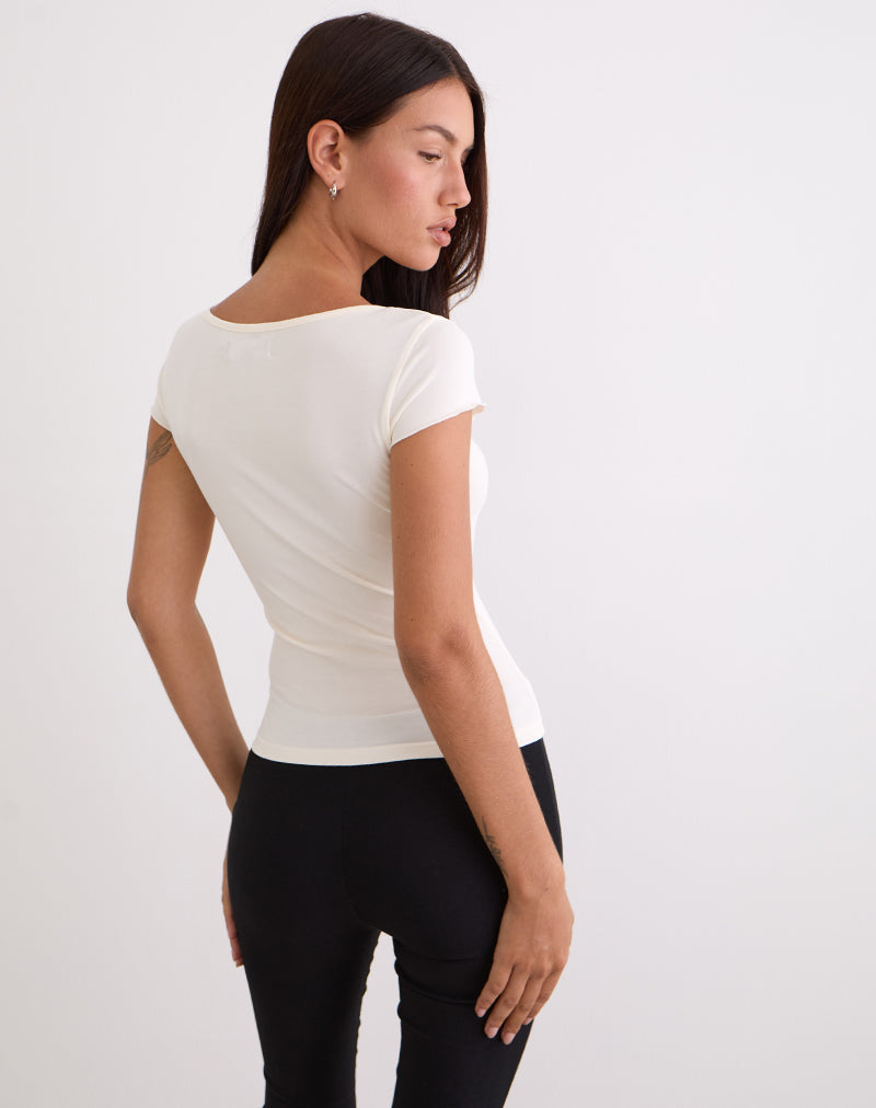 Image of Saiba Oberteil mit langen Ärmeln in Cupro Creme
