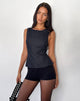 Bild von Saima Open Back Tank Top in Dark Indigo Chambray