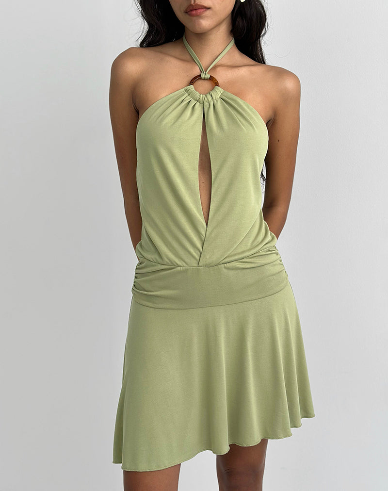 Bild von Saira Neckholder-Minikleid in Salbei