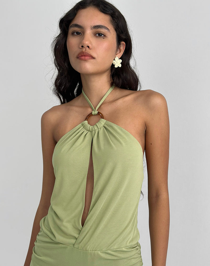 Saira Neckholder-Minikleid in Salbei