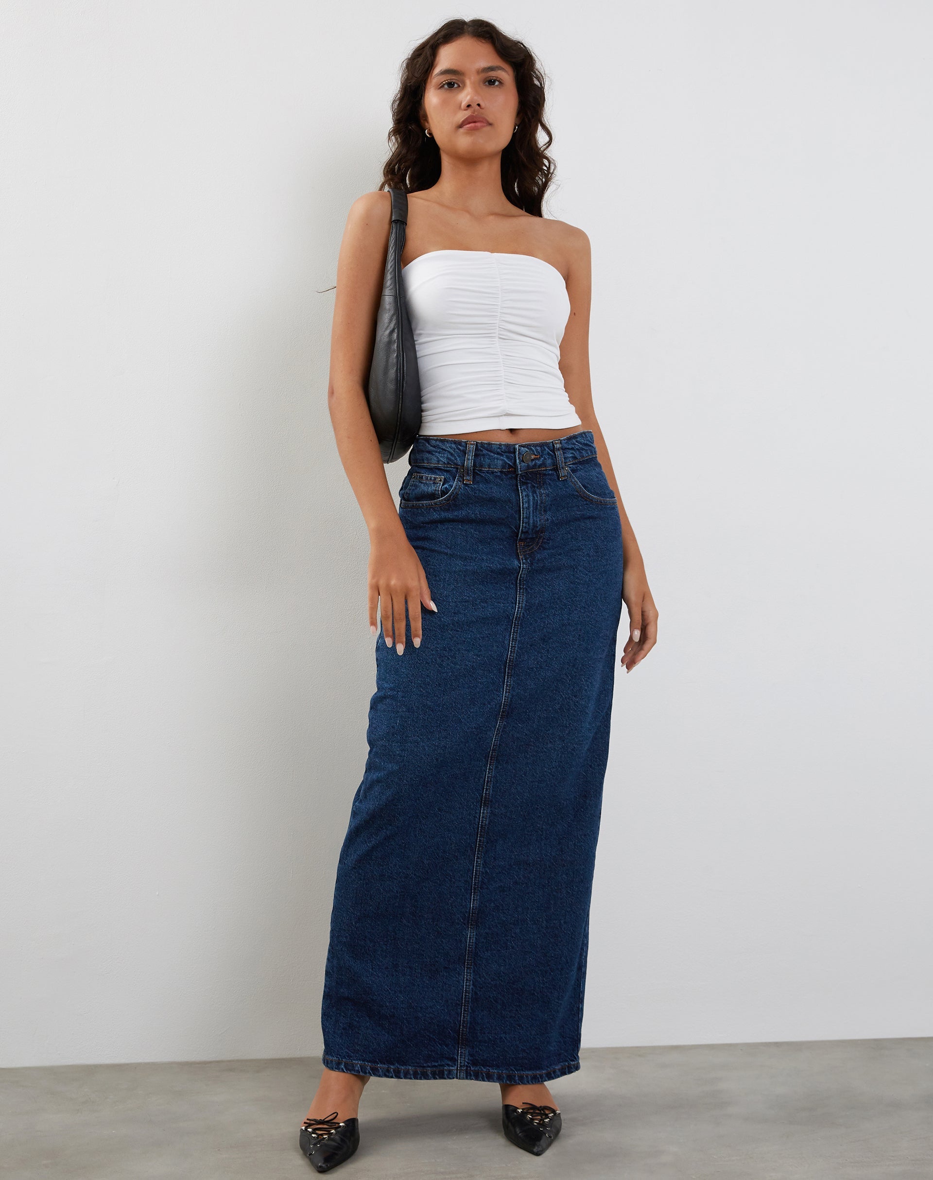 Bild von Sajna Ruched Bandeau Top in Weiß