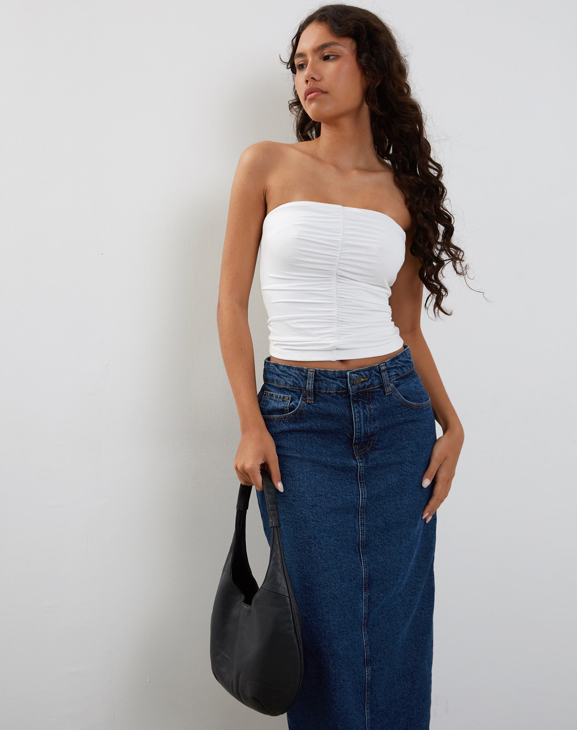 Bild von Sajna Ruched Bandeau Top in Weiß