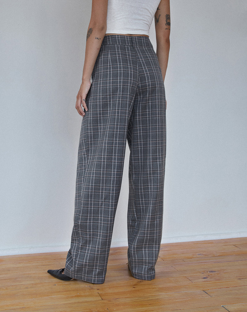 Bild der Sakaria Hose mit weitem Bein in grauem Karo
