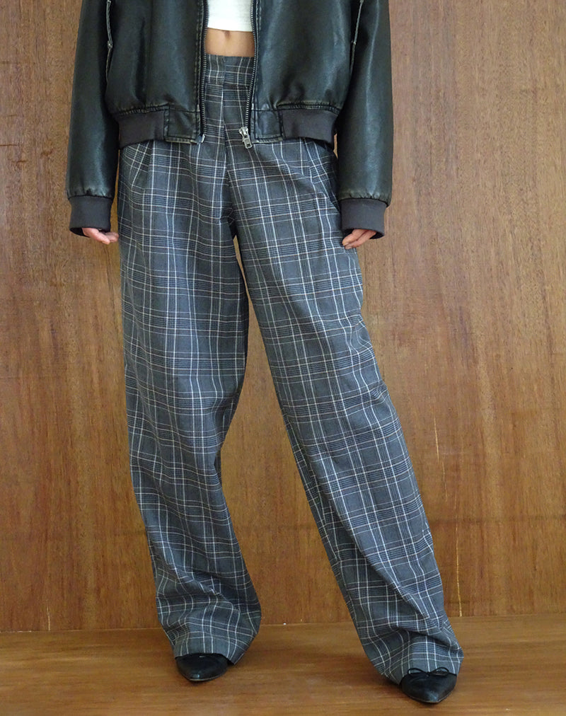 Bild der Sakaria Hose mit weitem Bein in grauem Karo