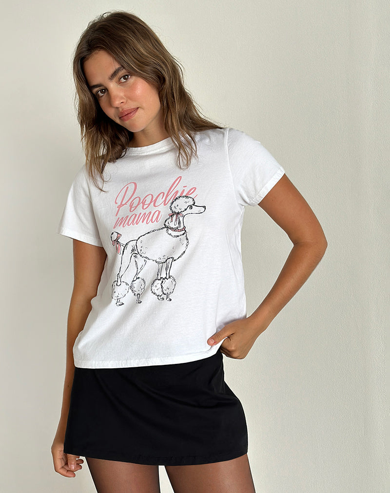 Saki Tee in Weiß mit Pudel-Grafik
