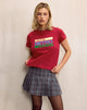 Bild von Saki Tee in Adrenalinrot mit Motel-Retro-Club-Motiv