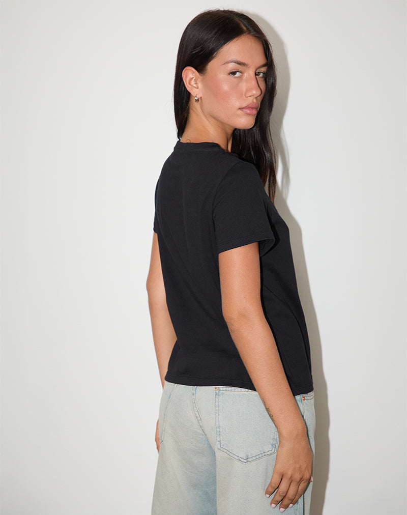 Bild von Saki Tee in Schwarz I Love Party Print