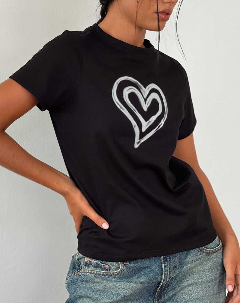 Bild von Saki Tee in Schwarz mit Love Tie Dye