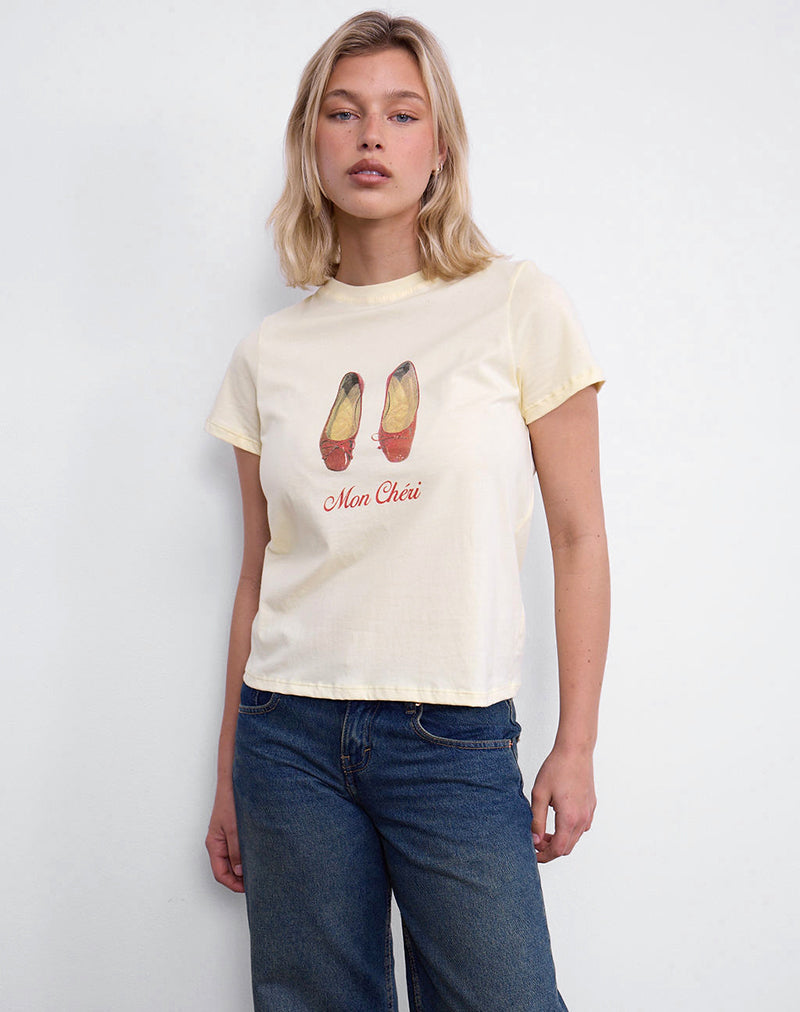 Bild von Saki Tee in Buttermilch mit Mon Cheri Druck