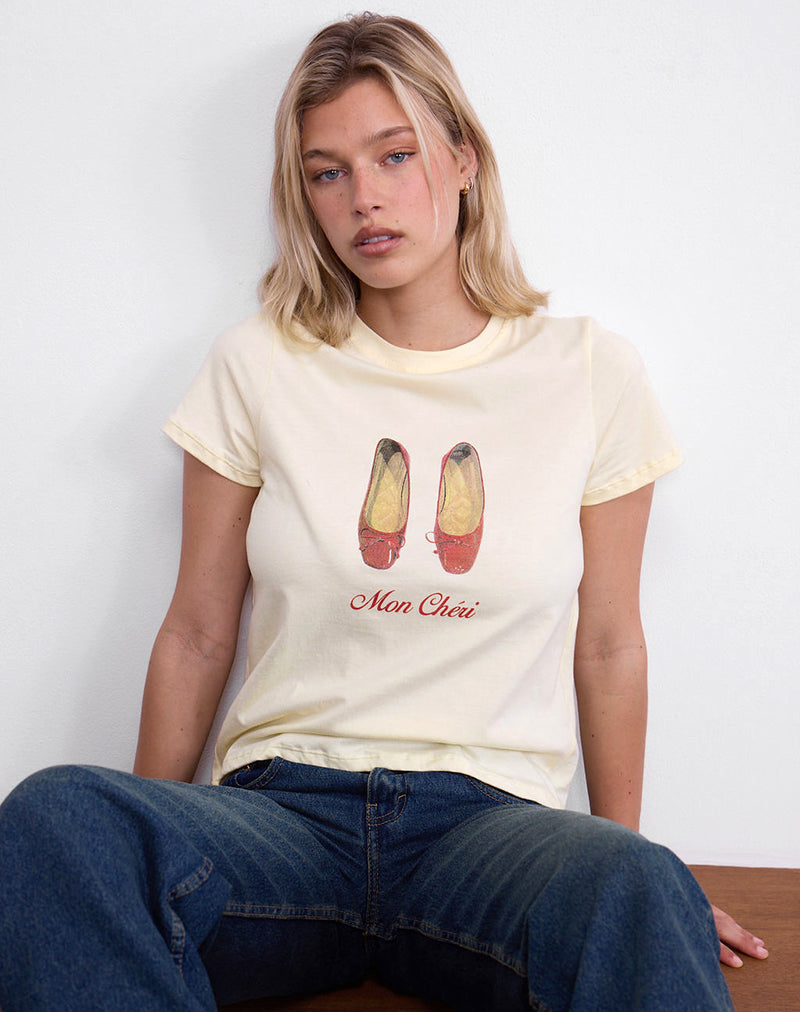Bild von Saki Tee in Buttermilch mit Mon Cheri Druck