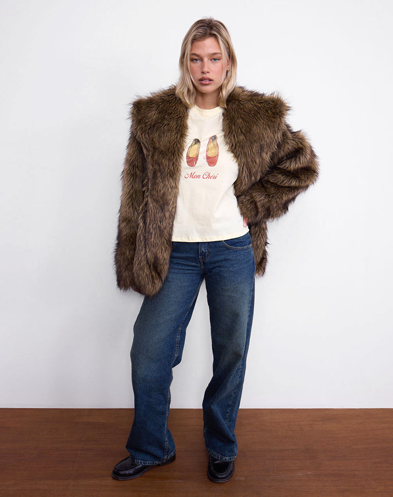 Bild von Saki Tee in Buttermilch mit Mon Cheri Druck