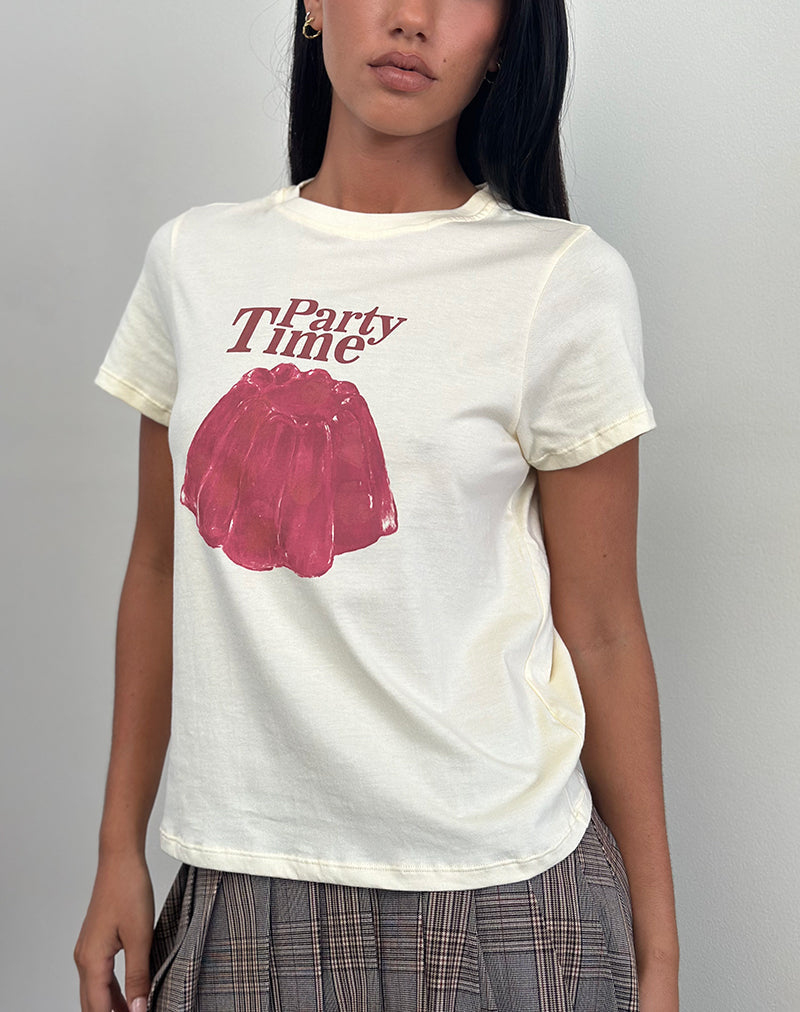 Bild von Saki Tee in Buttermilch mit Party Time Druck