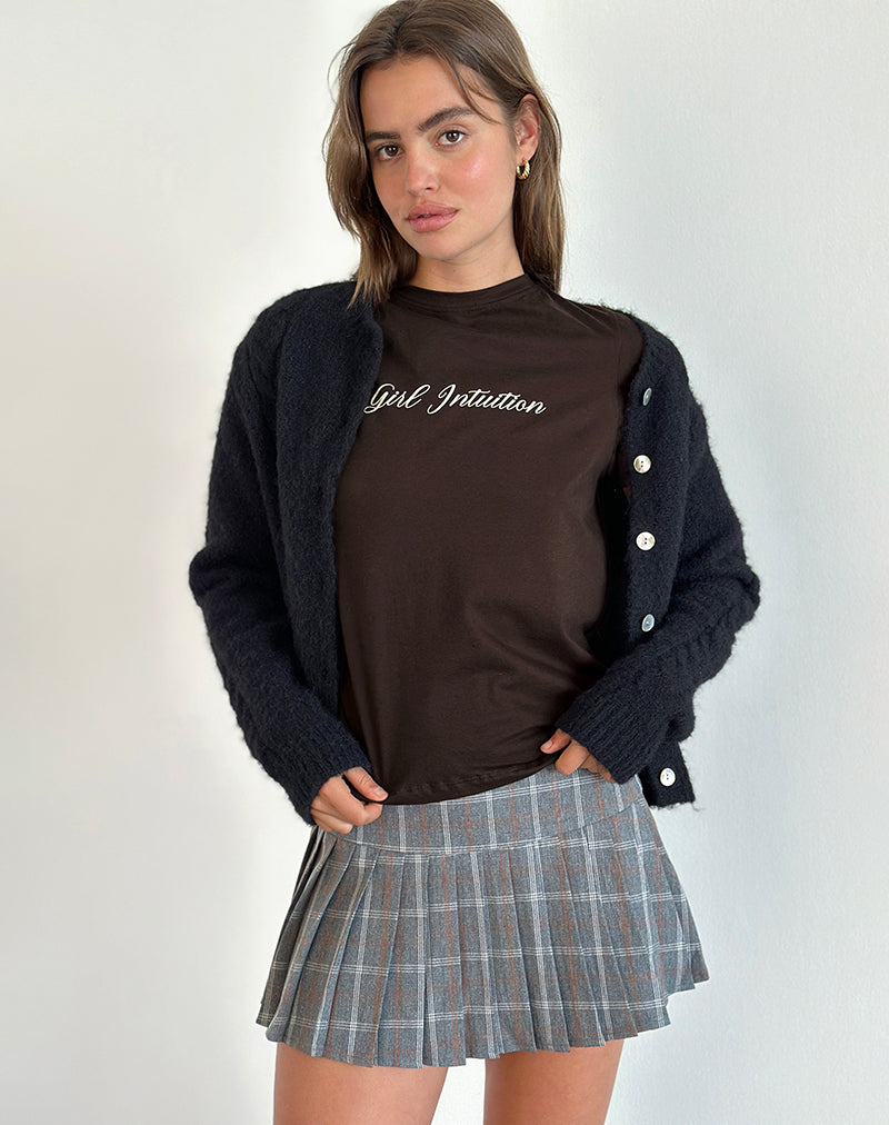 Saki Tee in Schokoladenbraun mit Girl Intuition Druck