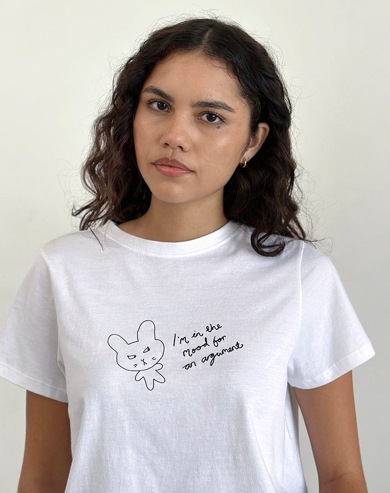Bild von Saki Tee in Weiß Argument Mood Print