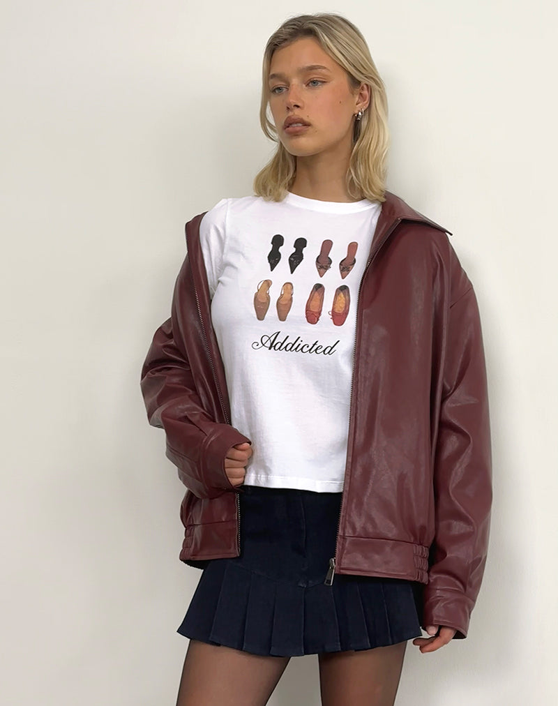 Saki Tee in Weiß mit Shoe Addicted Druck