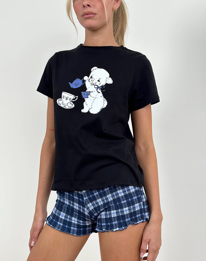 Bild von Saki Tee in Schwarz mit Tea Time Druck
