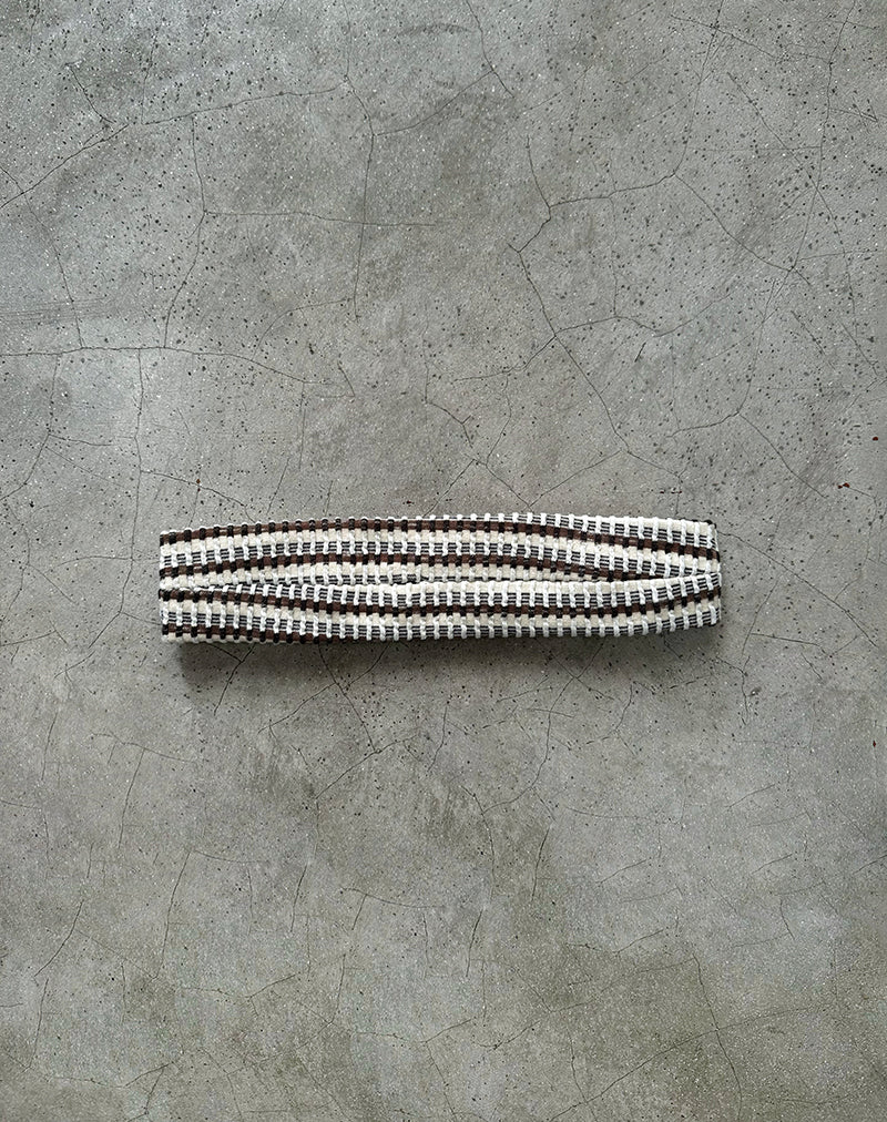 Image of Sala Stirnband aus braunem, gestreiftem, strukturiertem Ripsband