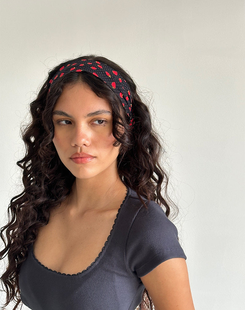 Sala Stirnband in Strawberry Polka Schwarz
