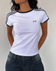 Image of Salda Sporty Tee in Weiß mit marineblauem Einband