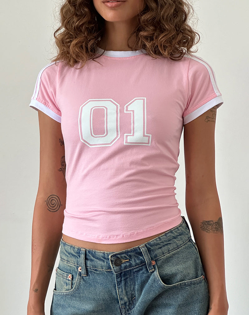 Salda Sportliches Tee in Ballettrosa mit weißer Bindung