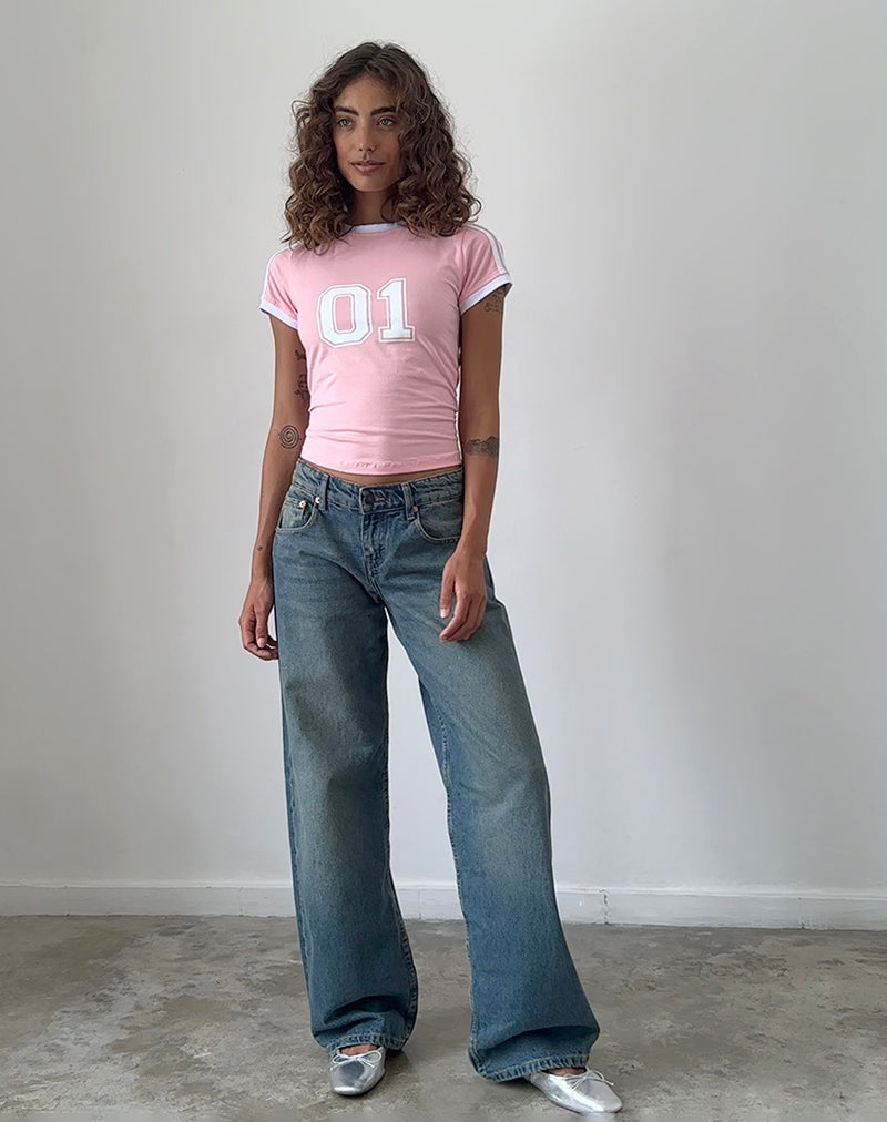 Image of Image of Salda Sporty Tee in Ballet Pink mit weißem Einband
