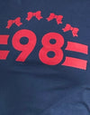 Marineblau mit rotem Adrenalin-Band und '98'-Emblem